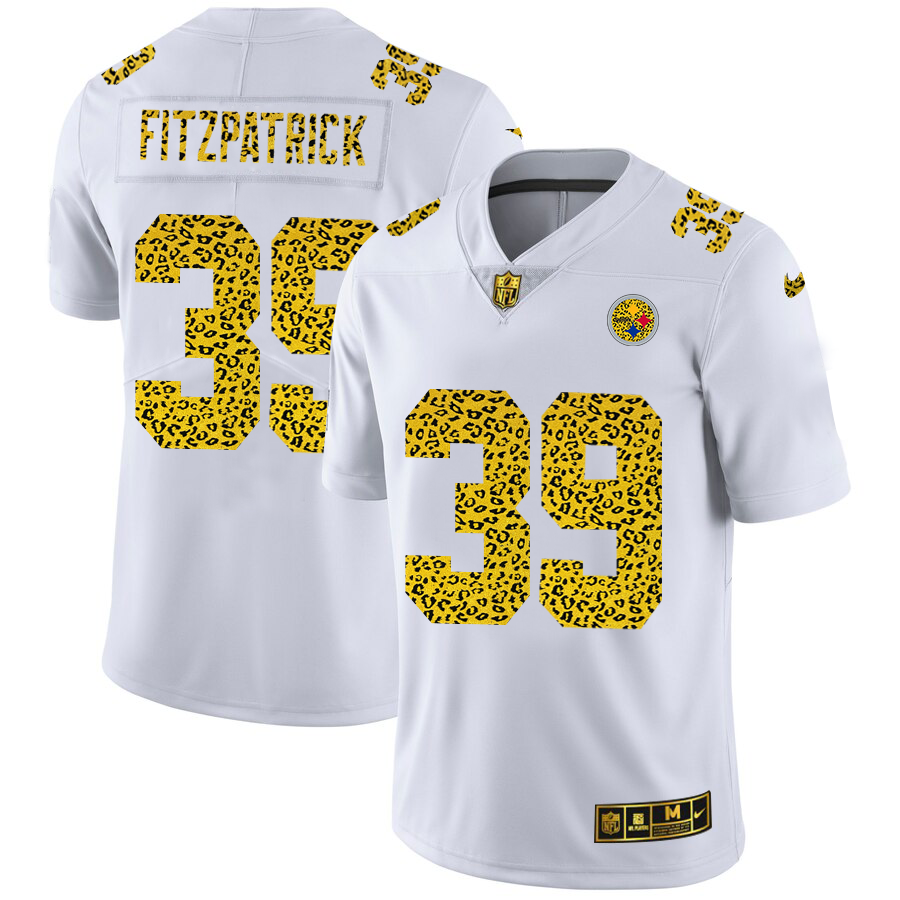 Pittsburgh Steelers #39 Minkah Fitzpatrick Men Nike Flocked Leopard Print Vapor Limited NFL Jersey White